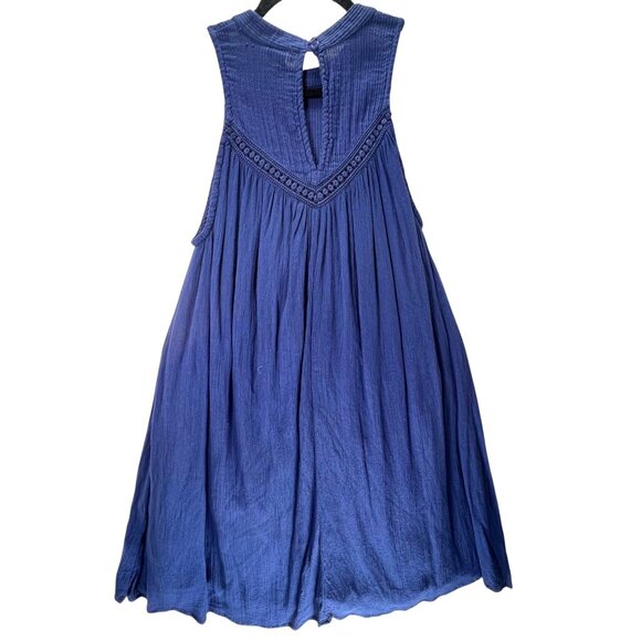 Volcom Sleeveless Blue Tunic Dress Crochet Keyhole Boho Small 10 Lined Gauzy - Picture 4 of 13